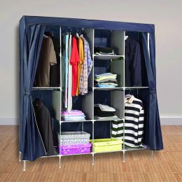 Складна тканинна шафа для одягу Storage Wardrobe 88165 на 4 секції Синій/N-2