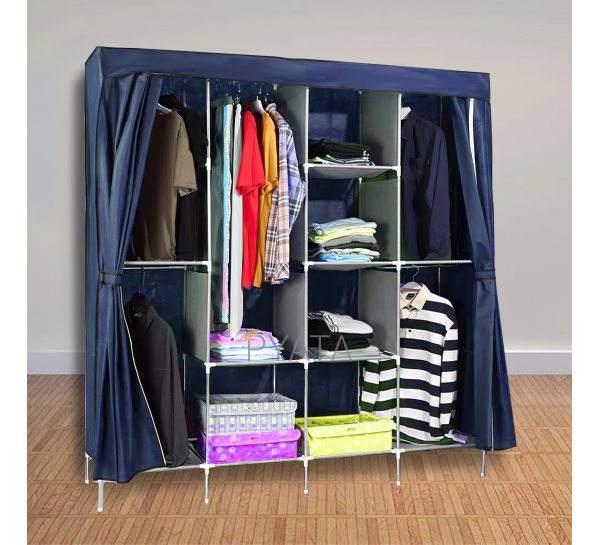 Складной тканевый шкаф для одежды Storage Wardrobe 88165 на 4 секции Синий/N-2