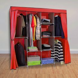 Складной тканевый шкаф для одежды Storage Wardrobe 88165  на 4 секции Бордовый/N-2