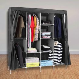Складной тканевый шкаф для одежды Storage Wardrobe 88165  на 4 секции Черный/N-2