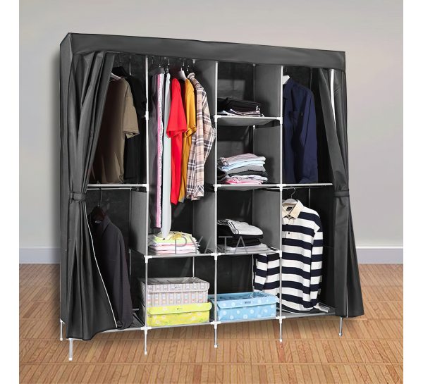 Складной тканевый шкаф для одежды Storage Wardrobe 88165  на 4 секции Черный/N-2