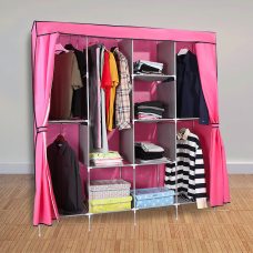 Складна тканинна шафа для одягу Storage Wardrobe 88165 на 4 секції Рожевий/N-2