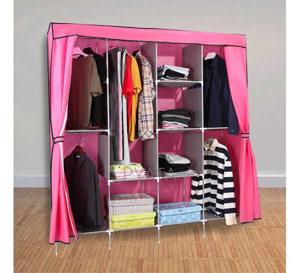 Складна тканинна шафа для одягу Storage Wardrobe 88165 на 4 секції Рожевий/N-2