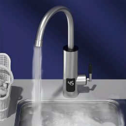 Водонагреватель ХРОМ проточный Water Heater RY-020 электрический нагреватель 3000 Вт с дисплеем/205