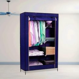 Складана каркасна тканинна шафа для одягу та взуття 105х45х175 Storage Wardrobe 98105 Синій/N-17