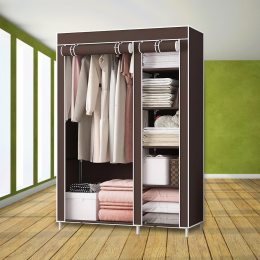 Складной каркасный тканевый шкаф для одежды и обуви 105х45х175 Storage Wardrobe 98105 Коричневый/N-17