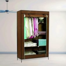 Складана каркасна тканинна шафа для одягу та взуття 105х45х175 Storage Wardrobe 98105 Коричневий/N-17