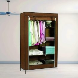 Складной каркасный тканевый шкаф для одежды и обуви 105х45х175 Storage Wardrobe 98105 Коричневый/N-17