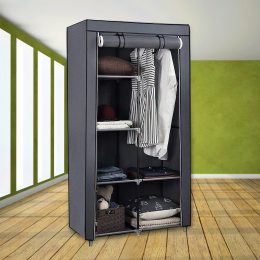 Складной каркасный тканевый шкаф для одежды и обуви 105х45х175 Storage Wardrobe 98105 Серый/N-17