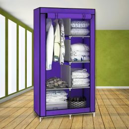 Складной каркасный тканевый шкаф для одежды и обуви 105х45х175 Storage Wardrobe 98105 Фиолетовый/N-17 