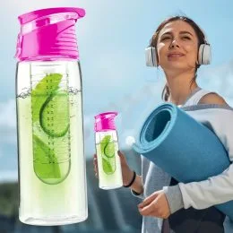 Спортивная фитнес-бутылка для воды и напитков с отделением для фруктов Fruit Bottle 700 мл Розовый