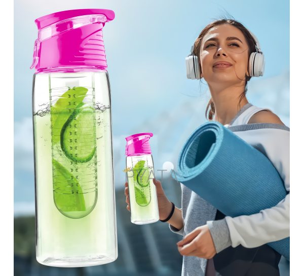 Спортивная фитнес-бутылка для воды и напитков с отделением для фруктов Fruit Bottle 700 мл Розовый