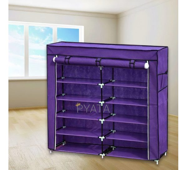 Складной тканевый шкаф-органайзер для хранения вещей и обуви на 12 секции T2712 Фиолетовый/N-3
