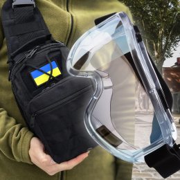 Мужской набор 2в1 многофункциональная вместительная сумка-слинг через плечо + защитные антибликовые очки Черный