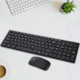 Набір бездротова клавіатура + мишка та силиконова накладка KeyBoard K-06 Чорна/206