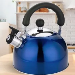 Чайник из нержавеющей cтали с бакелитовой ручкой и свистком Edenberg EB-1343 1.2л Синий (EB)