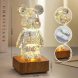 Дитячий настільний 3д світильник-проектор на дерев'яній підставці "Ведмедик" феєрверк 7 кольорів світіння (219)