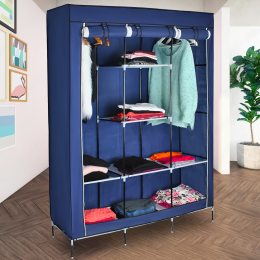 Складна каркасна тканинна текстильна шафа на 3 секції Storage Wardrobe 88130 Синій (N-14)