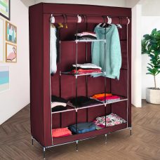 Складной каркасный тканевый текстильный шкаф на 3 секции Storage Wardrobe 88130 Бордовый (N-14)