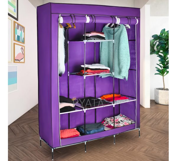 Складна каркасна тканинна текстильна шафа на 3 секції Storage Wardrobe 88130 Фіолетовий (N-14)