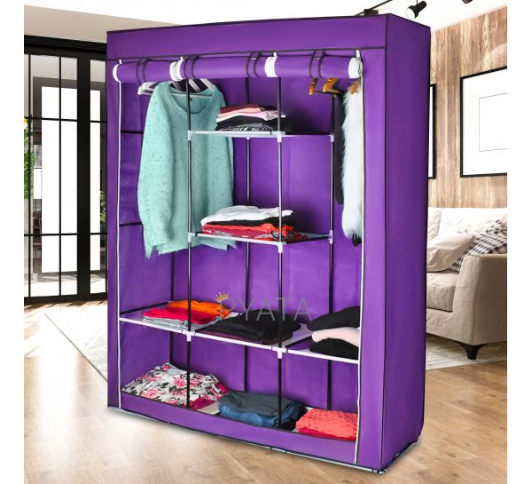 Складна каркасна тканинна текстильна шафа на 3 секції Storage Wardrobe 88130 Фіолетовий (N-14)