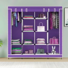 Складной тканевый шкаф для одежды Storage Wardrobe 28170 на 4 секции фиолетовый/N-1
