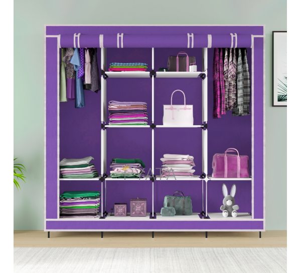 Складной тканевый шкаф для одежды Storage Wardrobe 28170 на 4 секции фиолетовый/N-1