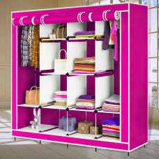 Складной тканевый шкаф для одежды Storage Wardrobe 28170 на 4 секции розовый/N-1