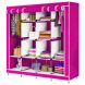 Складна тканинна шафа для одягу Storage Wardrobe 28170 на 4 секції рожевий/N-1