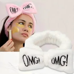 Пов'язка на голову для макіяжу OMG біла
