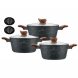 Набір посуду каструлі з мармуровим антипригарним покриттям з кришками і бакелітовою підставкою набір 8 предметів Edenberg EB-7426 (EB)