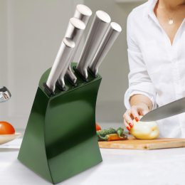 Набір ножів з нержавіючої сталі на підставці 6 предметів Edenberg EB-11008 Зелений (EB)