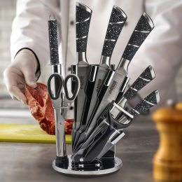 Комлпект ножей из нержавеющей стали (ножи+ножницы+мусат+овощечистка) на подставке 8 предметов Benson BN-405 (BN)
