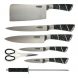 Комлпект ножів з нержавіючої сталі (ножі+ножиці+мусат+овочечистка) на підставці 8 предметів Benson BN-405 (BN)