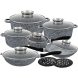 Набір кухонної алюмінієвої посуди каструлі з антипригарним гранітним покриттям і кришками в комплекті Edenberg EB-8040 14 предметів (EB)