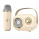 Портативна бездротова акумуляторна Bluetooth акустична колонка-караоке з мікрофоном Бежевий (JM)
