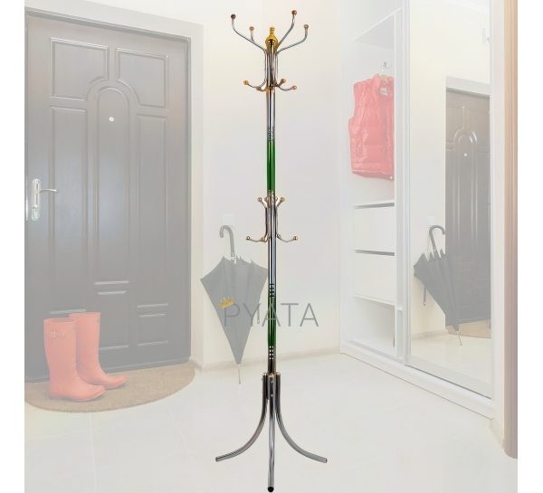 Металлическая напольная вертикальная вешалка-стойка для одежды Coat Rack Зеленый (N-19)