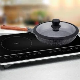 Сковорода Higher Kitchen НК-319 з антипригарним гранітним покриттям та зі скляною кришкою 28 см