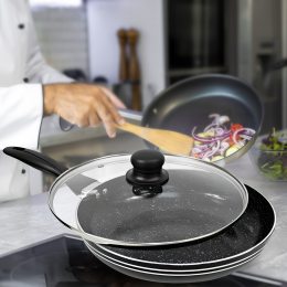 Антипригарная сковорода с мраморным антипригарным покрытием и крышкой Edenberg EB-764 20 см (EB)