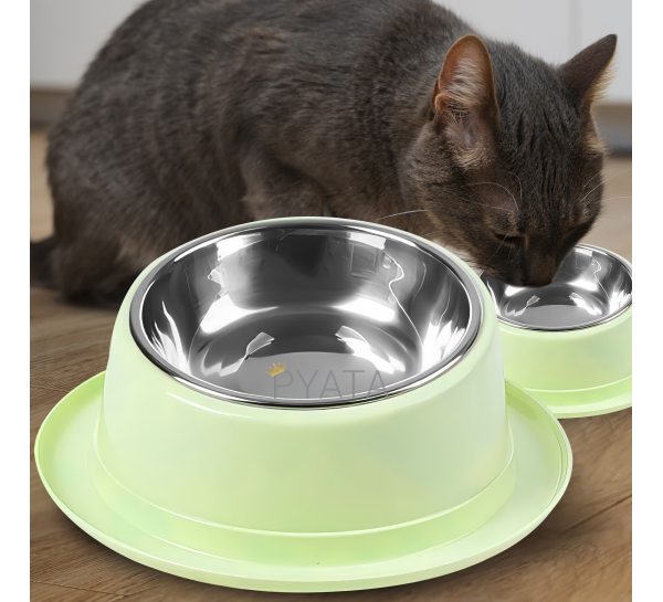 Наклонная миска для животных с металлическим поддоном для еды и воды Зеленый (626)