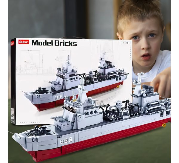 Дитячий конструктор військовий корабель з авіацією Sluban "Корабель постачання" M38-B0701 497 деталей 