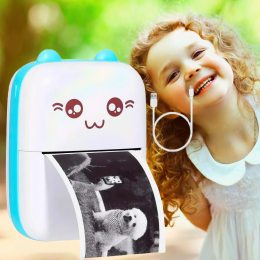 Детский термопринтер Mini printer A8C Bluetooth Голубой