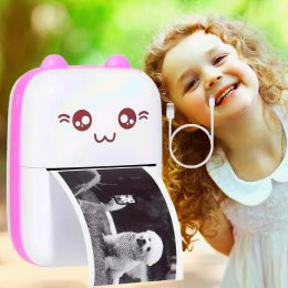 Детский термопринтер Mini printer A8C Bluetooth Розовый