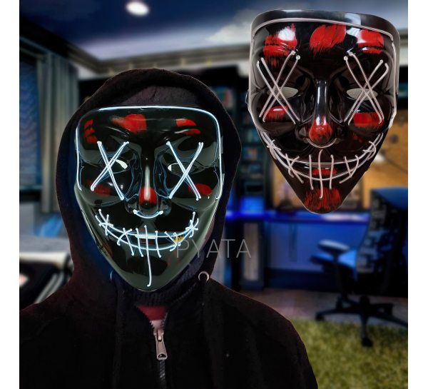 Неоновая маска "Судная ночь" Led Mask Белый