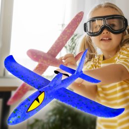 Детская игрушка пенопластовый летающий самолет-планер с зарядкой и моторчиком Акула DARK ELVES EL-1232 Голубой