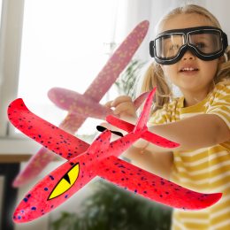 Детская игрушка пенопластовый летающий самолет-планер с зарядкой и моторчиком Акула DARK ELVES EL-1232 Красный