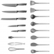 Набір кухонний силіконових аксесуарів на підставці Kitchenware Set 20 предметів Сірий (HA-301)