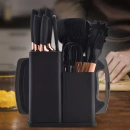 Набор кухонный силиконовых аксессуаров на подставке Kitchenware Set 20 предметов Черный (HA-301)