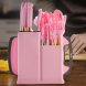 Набор кухонный силиконовых аксессуаров на подставке Kitchenware Set 20 предметов Розовый мрамор (HA-301)