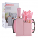 Набір кухонний силіконових аксесуарів на підставці Kitchenware Set 20 предметів Рожевий мармур (HA-301)